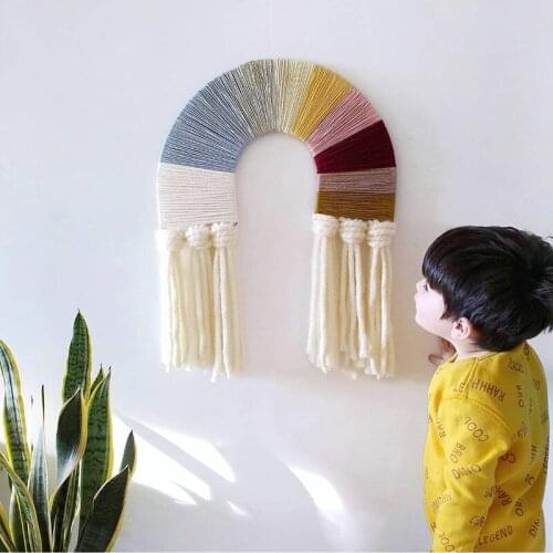 Creative Rainbow Hand-woven Hanging Ornaments Wall Decoration Hanging Gifts Kids Infant Room Accessories Photography Props