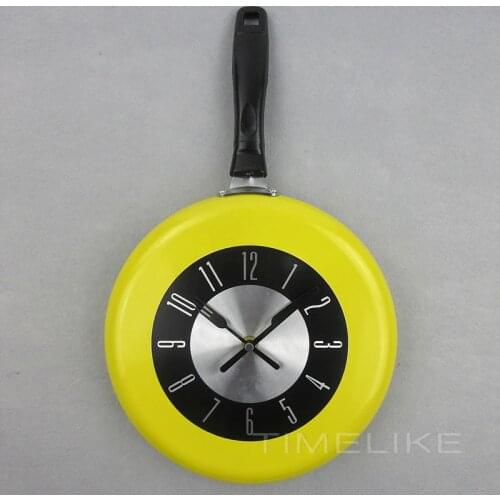 Home Decoration 10Inch Kitchen Wall Clock Metal Frying Pan Clock Quartz Mechanism Horloge Murale