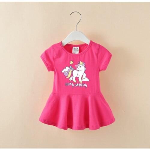 Summer Unicorn Dress New Arrival Pure Cotton Short-sleeved Ruffles Dress Casual Costume