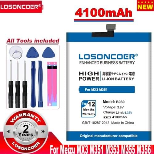 LOSONCOER B030 Battery 4100mAh For Meizu MX3 Battery M351 M353 M355 M356 MX 3 Batteries