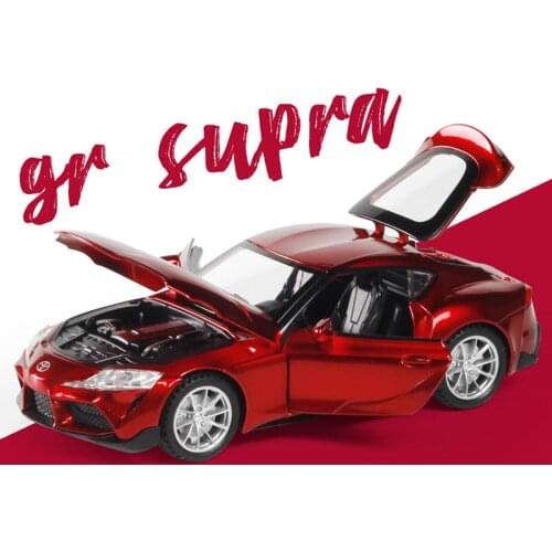 1/32 Alloy Die Cast Bull King GR Supra Sports Car Model Toy Simulation Sound Light Pull Back Children Toys Vehicle For Gifts