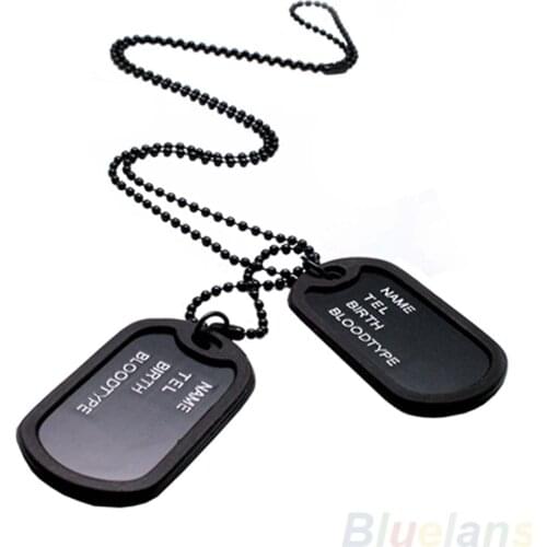 Fashion Military Collares Black 2 Dog Tags Chain Pendants Necklaces Army Style Kolye Necklace Jewelry Christmgift for men
