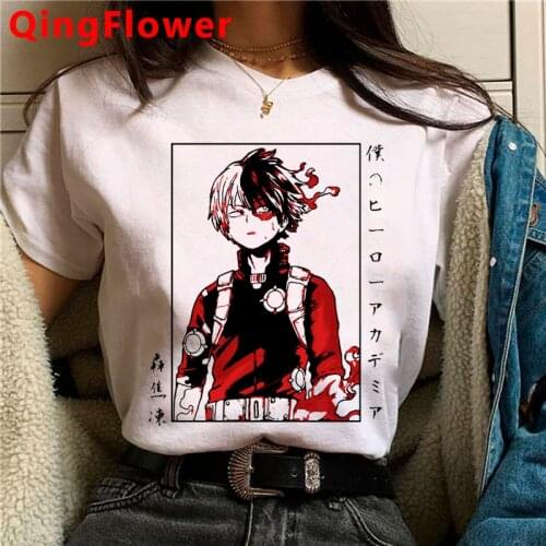 My Hero Academia Bakugou Boku No Hero Academia Todoroki top tees female ulzzang kawaii aesthetic clothes top tees streetwear