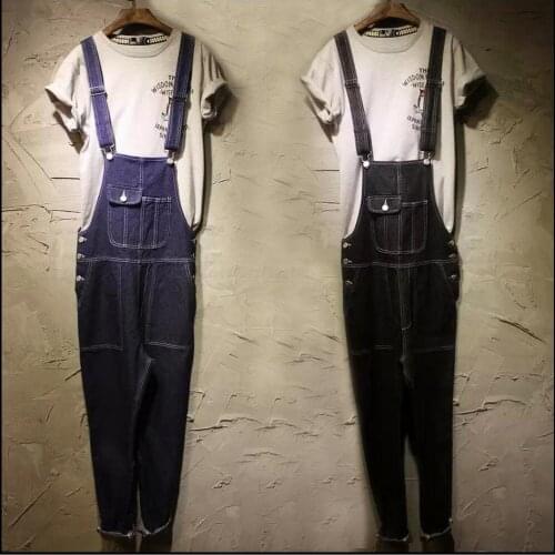 Hot New Mens Overalls Fashionable Denim Bib Pants Slim Strap Pants Tooling Suspenders Trousers Jeans Singer Costumes Rompers