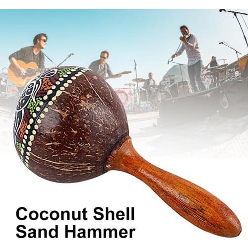 Coconut Shell Sand Hammer Shaker Hand Rattle Percussion Musical Instrument Toy Instrument Accessories Gifts