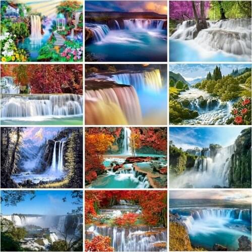 RUOPOTY Landscape DIY Painting By Numbers Wall Art Picture Acrylic Coloring Paint On Canvas Waterfall For Home Decors Artwork