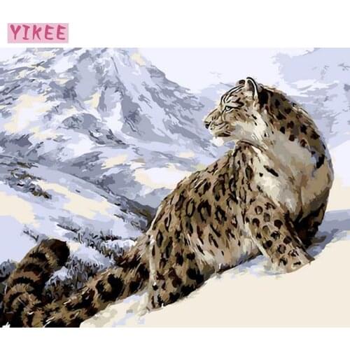 Nordic wall painting,decorative pictures,oil drawing by numbers,leopard painting with frame