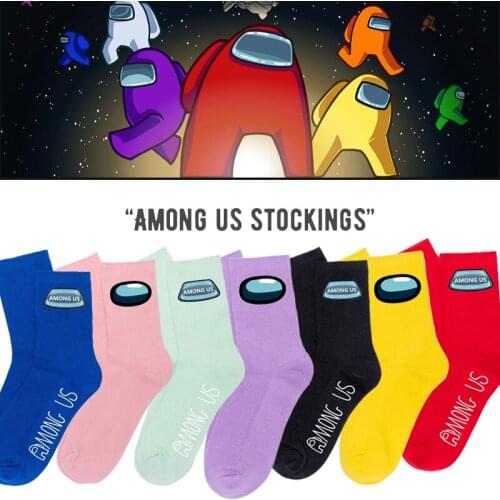 Among Us Socks Cartoon Anime Stockings Men and Women Autumn Winter Tube Cotton Socks Games Around Wild Lovers Color Socks Gift