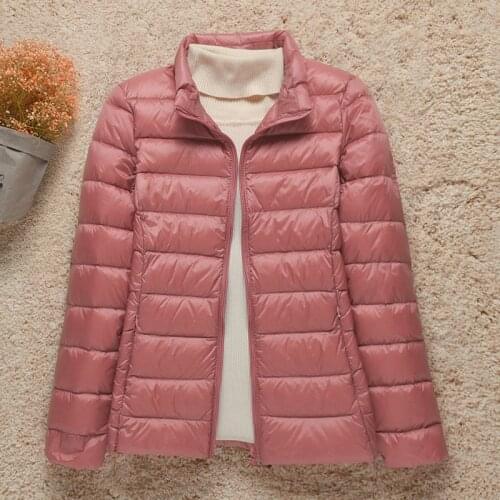 2021 New Women Thin Down Jacket White Duck Down Ultralight Stand-up Collar Jackets Autumn And Winter Warm Coats Portable Outwear