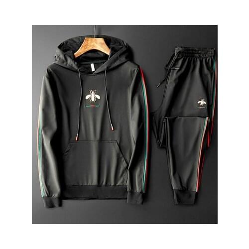 2020 New Spring Autumn Mens Pullover Hooded Tracksuits Drawstring Casual 2-piece Sets Printing Long-Sleeved Fashion Sportswear