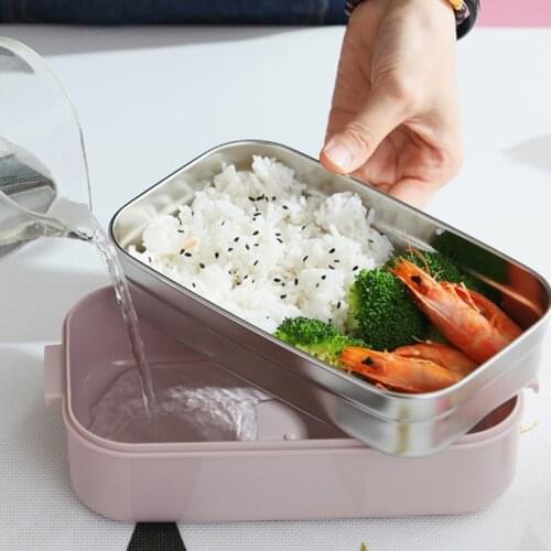 Portable Lunch Box Stainless Steel Double Layer Container Large-Capacity Lunch Box for Outdoor Camping Picnic TS2