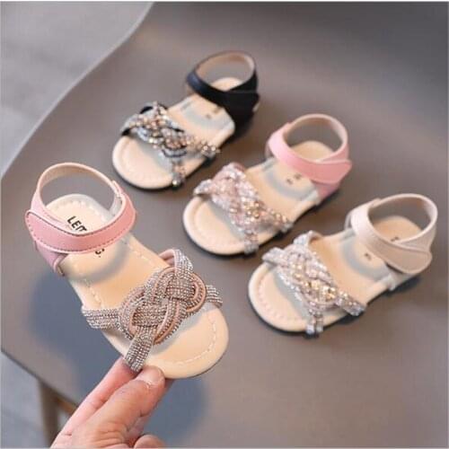 2021 summer new sandals girls diamond weaving sweet princess shoes comfortable soft bottom non slip girl sandals