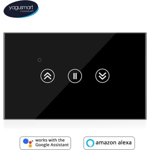 Yagusmart Tuya Smart Curtain Switch Smart Life Alexa Google Home Voice Control Roller Shade Motor Wall Touch Switches Black