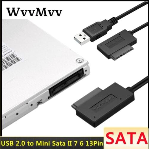 USB 2.0 Naar Mini Sata II 6 +7 13Pin Adapter Converter Kabel Voor Laptop CD/DVD ROM Slimline Drive Data Cord Notebook Adapter