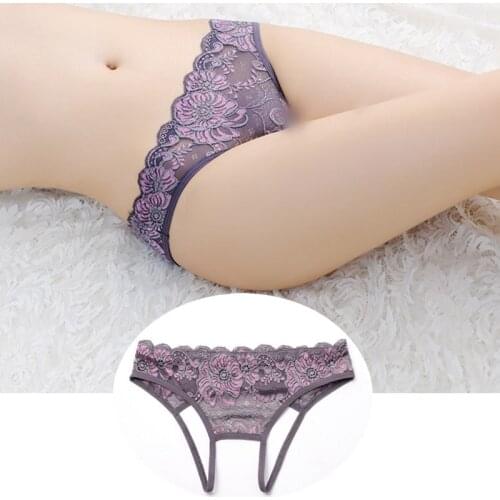 Women Thongs And G strings Lace Transparent Panties For Sex Open Crotch Briefs Erotic Underwear Temptation Floral Sexy Lingerie
