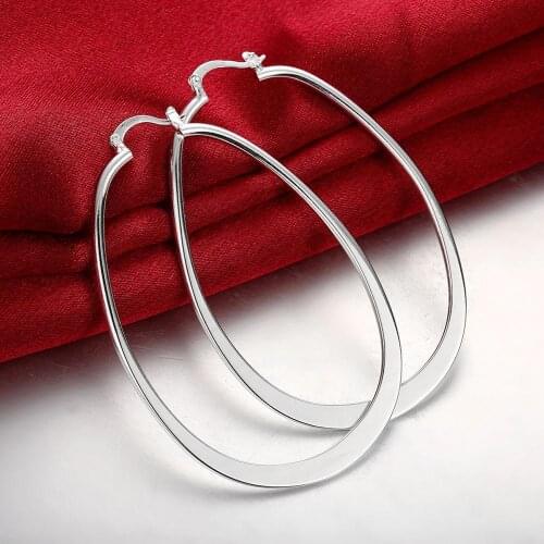 Promotion wholesale trendy big U style silver color earrings For women weddin high quality fashion classic jewelry Nickle free