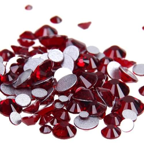 1.2MM-7.2MM Siam Color Super shiny Nail Strass Rhinestones Round Silver Flatback Glue On Crystal Applique Luxus Dekoration