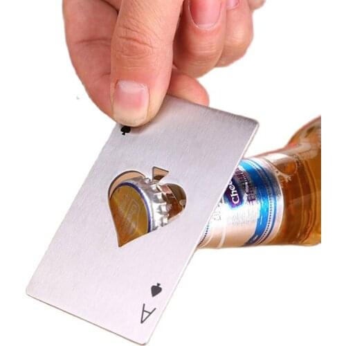 1pcs Poker Card Openers stainless steel spades bottle Can opener wedding guest Kitchen Dining Bar Casino wine Abrelatas Tool