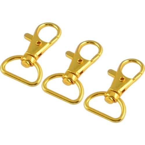 3 Pcs Gold Tone Metal Lobster Claw Clasp Swivel Trigger Hook Key Holder