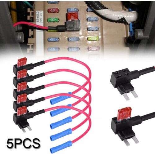 5Pcs Car Fuse Box Add A Circuit Mini Blade Fuse Splice Holder ATM APM Back Fuses Tap 12V Fusible Alarm Accessories