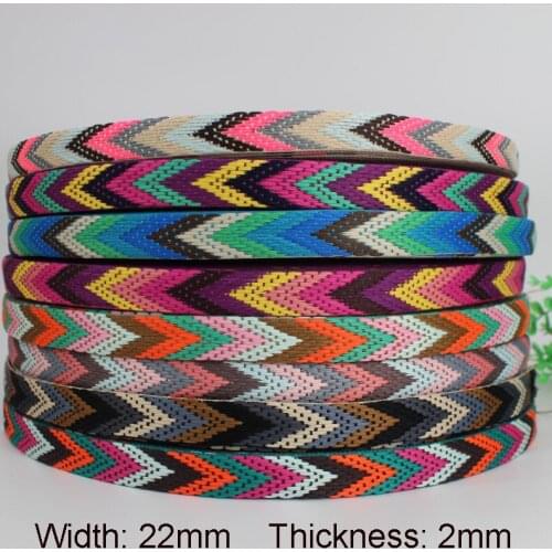 50 Yards Colorful 22mm Jacquard Ribbon Polyester Thicken 2mm Backpack Strap Pet Collar Rainbow Webbing Hat Shoes Sewing Handmade