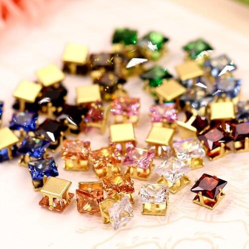 8*8MM Zircon Claw Drill Square Crystal Zircon Hydrodrill DIY Fashion High Quality Accessories 10pcs/ Bag