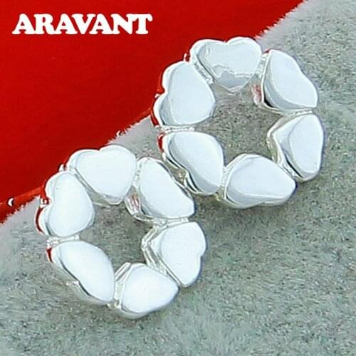 925 Silver Heart Stud Earrings For Women Fashion Wedding Jewelry Gifts