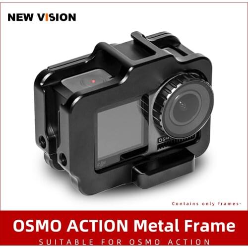 AMBITFUL Vlogging Metal Cage Case Quick Disassembly for Dji Osmo Action Vlog Case with Cold Shoe for Microphone LED Light