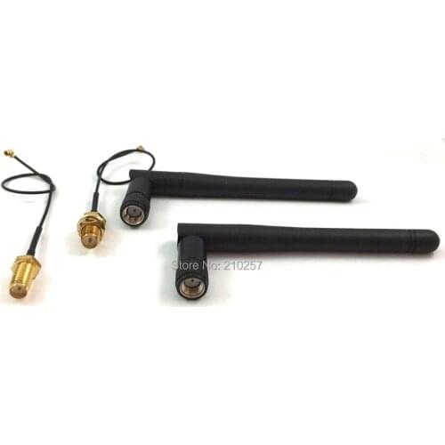 2pcs 433mhz Antenna 3dbi rp-Sma Male Connector Wireless Repeater with 2pcs IPX to rp-SMA Female Extension Pigtai Wifi Cable 15cm