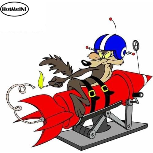 HotMeiNi 13cm x 11.8cm Cartoon Car Sticker FOR Wile E Coyote Rocket Vinyl Decal Anime Car Styling Waterproof Accessories