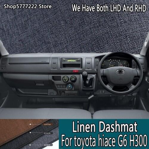 Car Styling Linen Dash Mat Covers Dashmat Dashboard Pads Accessories For Toyota Hiace G5 H200 2005 2006 2009 2010 2012 2015 2018