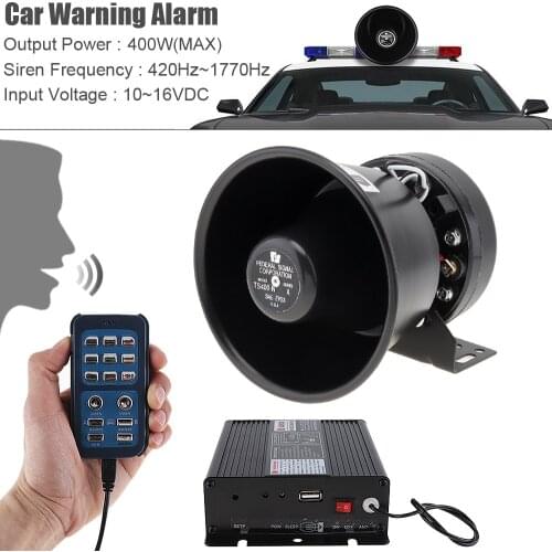 12V 18 Tone 150dB Wireless Electronic Siren Loud 400W Car Warning Alarm Police Siren Horn Speaker with MIC System Car Ccessories