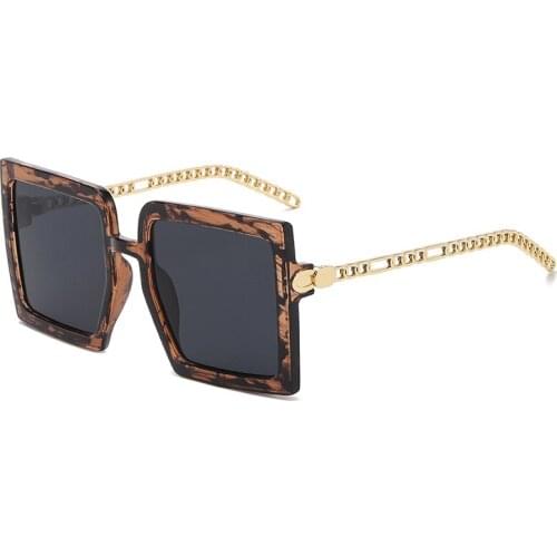Oversize Square Sunglasses Women Men Alloy Chain Frame Sun Glasses Brand Design Female Shades Ladies Luxury Trending Eyeglasses