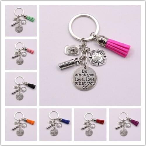 Firefighter Keychain Fire Department Keyring Tassel keychain Fighter Jewelry Fireman Gift Fireman Wife Gift Lady Firefighter