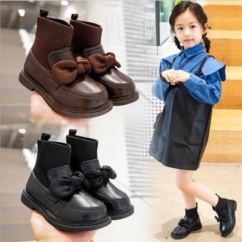 Spring and autumn new fashion girls shoes little girls bowknot soft sole antiskid shoes student leisure princess shoes