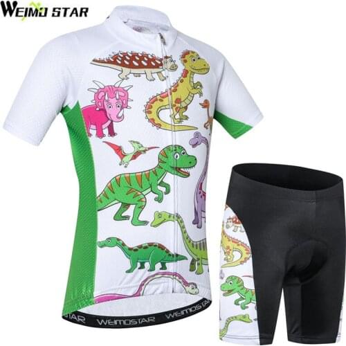 Dinosaur Kids Cycling Clothing Short Sleeve Set Cycling Jersey MTB Maillot Bicycle Clothing Ropa Ciclismo Children Bike Jersey