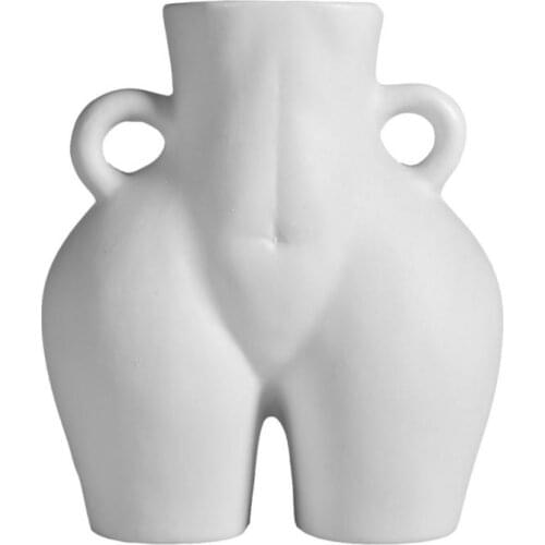 Human Body Shape Vase Ceramic Flower Pot Sculpture Desktop Flower Plant Container Sculpture Decor Crafts for Living Room Home