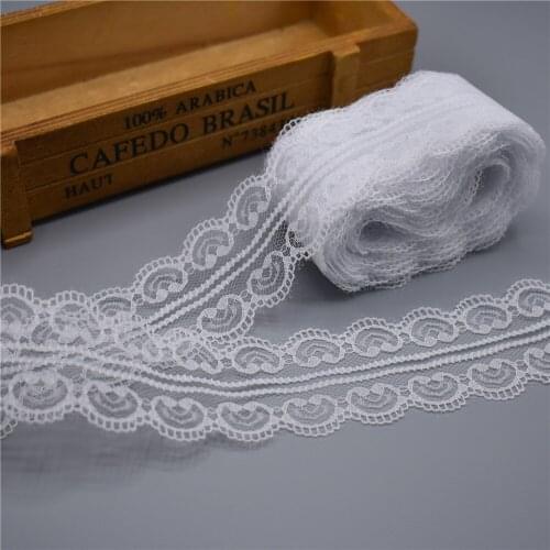 Beautiful 10 Yard White Lace Ribbon Tape 45MM Wide Trim Handicrafts Embroidered Cord Sewing Decoration african Dress lace fabric