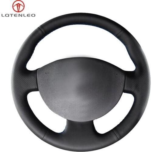 LQTENLEO Black Artificial Leather Car Steering Wheel Cover For Renault Megane 2 2003-2008 Kangoo 2008-2012 Scenic 2 2003-2010