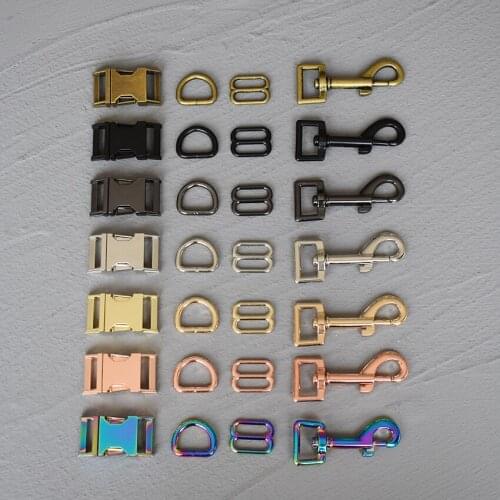 100 Sets 15mm/20mm/25mm Metal Belt Straps Adjust Slider Release Buckle D Ring Webbing For Pet Dog Collar Leash DIY Accessories