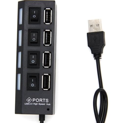 Mini USB 2.0 4 Port USB Hub 2.0 High Speed USB 2.0 Hub USB Splitter With ON/OFF Switch For Tablet Laptop Notebook
