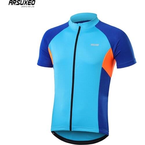 ARSUXEO Mens Short Sleeves Cycling Jersey 2020 Quick Dry MTB Mountain Bicycle Shirts Road Bike Clothing Reflective Zipper 655