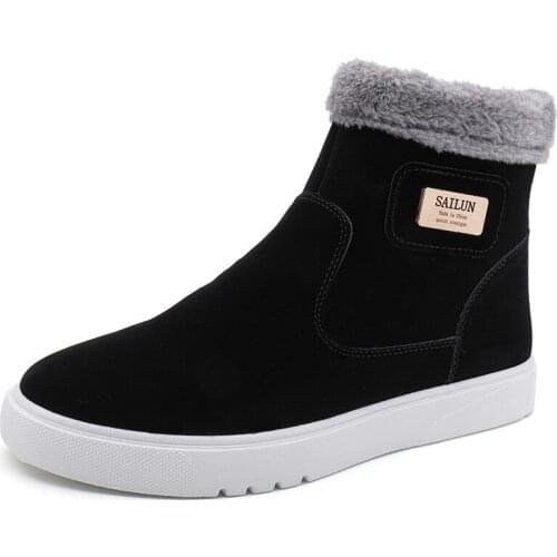 2021 Men Snow Boots Winter Shoes for Men Zipper Short Style Fashion Casual Plush Keep Warm Youth Cotton Shoes Boots Man