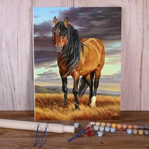 Snow Two Horse Animal DIY Paint By Numbers Kit Acrylic Paints 50*70 Boards By Numbers Decorative Paintings For Handiwork