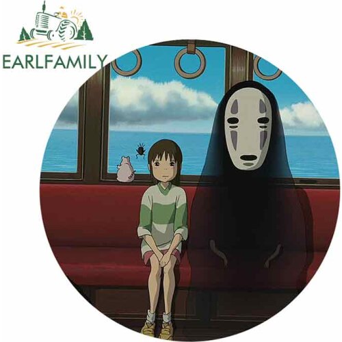 EARLFAMILY 13cm x 12.9cm Vinyl Car Sticker For Spirited Away No Face Man Decal Air Conditioner Car Door Protector Sunscreen
