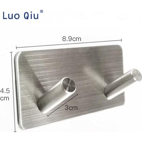 Wall hook Perchero de pared Useful Bathroom Kitchen Self Adhesive Hook Towel And Robe Brushed Stainless Steel For Bathroom Tools
