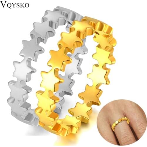 New Fashion Stackable Party Stars Rings For Women Stainless Steel Brand Jewelry Gift Finger Pan Ring Wholesale Drop Shipping