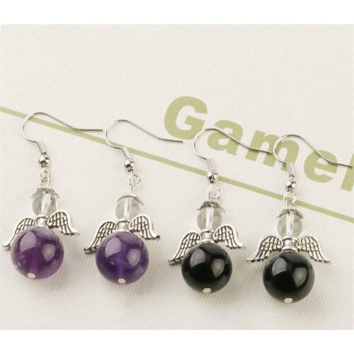 New Style 6pair/Lot The Earrings of The Wing of Angel of Natural Stone Small Earrings for Women Jewelry Loves Female Earrings