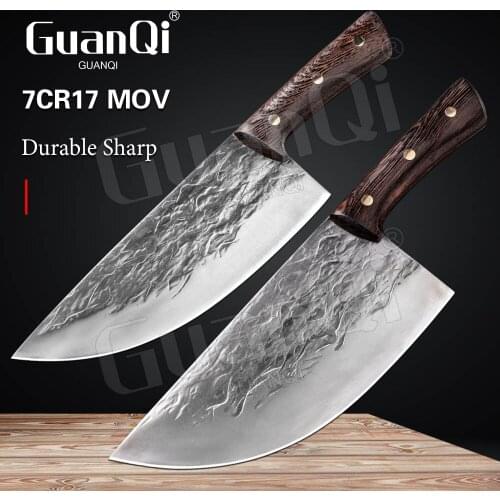Wooden Handle Butcher Knife Full Tang Chef Knife Cleaver Chef Knife Chopping Knife Cutting Bones Cooking Tools Handmade Knifes