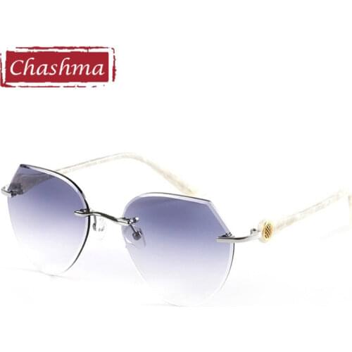 Chashma Rimless Spectacles Fashion Eye Glasses Diamond Trimmed Spectacle Frames Women Sunglasses Tint Lens